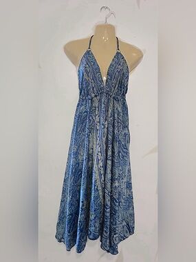 Dark Blue Open Back Summer Dress